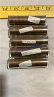 5 rolls of sorted Pennies, P & S mints