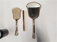 Vintage Mirror, Comb, and Brush