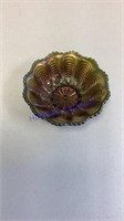 Carnival glass bowl, Peacock tail