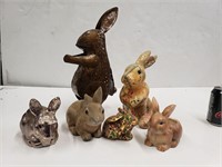 Six Rabbit Figurines