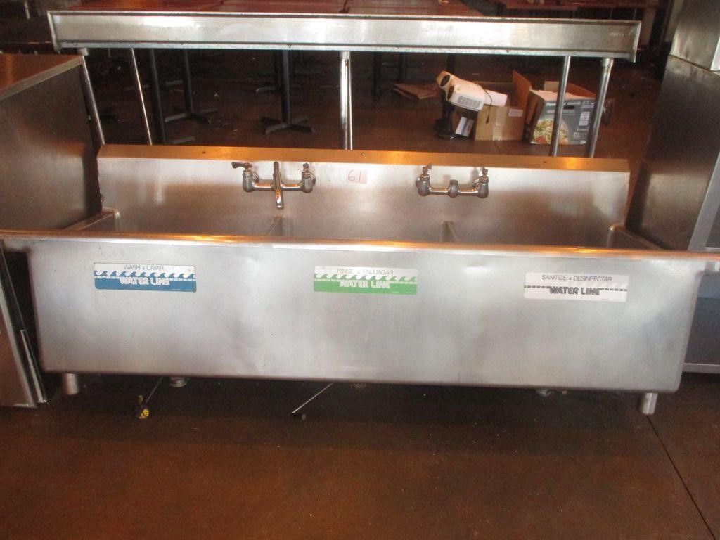 76" HEAVY GUAGE NFS 3 BAY SINK