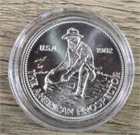 One Ounce Silver Round: 1982 Prospector