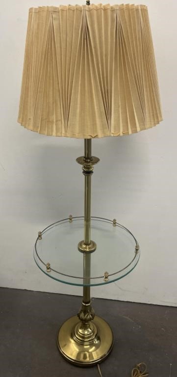 1950s Stiffel Glass Table Floor Lamp w/ Shade
