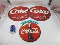 3 affiches en plastique/carton, Coca-Cola, Coke