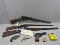 Vintage Daisy air rifles, cap pistol, toy guns,
