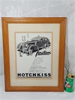 Publicité originale de 1938, voiture Hotchkiss,