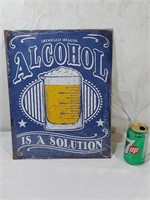 Plaque métal décoration "Alcohol is a solution"