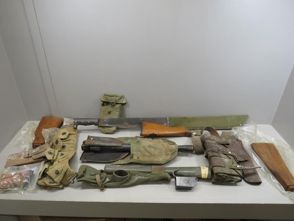 Grouping of Militaria – trench shovel, pick axe,
