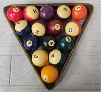 Vintage Pool Balls w/ Triangle