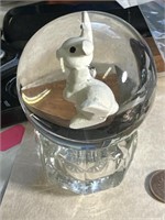 1 Large Glass Marble Rabbit W/Stand