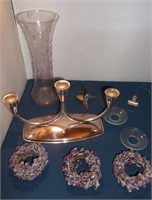 Glass Humm Bird, Rose Gold Candle Holder, Vase