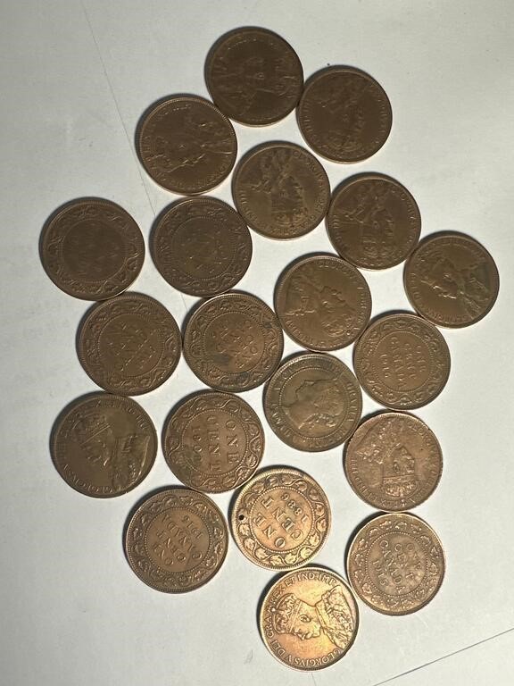 20  Large Canadian Pennies