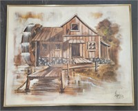 Signed Cabin on the Lake Painting