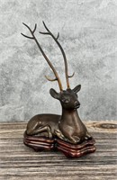Antique Chinese Bronze Recumbent Deer Stag
