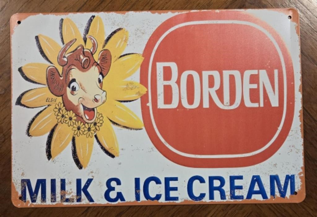 Metal "Borden Milk & Ice Cream" Sign
