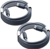Pack of 2 CT Braided C to C Type Cables, Gray