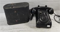 Antique Leich Non Dial Crank Desk Telephone