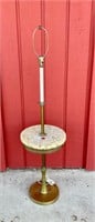 Vtg Heavy Fab Brass/Marble Round Tray Table Works