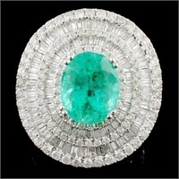 18K Gold 4.58ct Emerald & 3.22ctw Diamond Ring