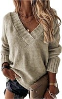*Women's Long Sleeve Knit Sweater-M, Dark Grey*