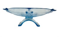 Mid Century Modern Cornflower Blue glass compote