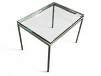 Glass and Stainless Steel Side Table.
