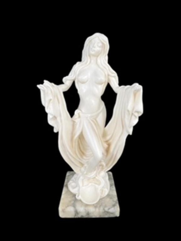 Woman Sculpture Statue w/ marble base 12 in tall