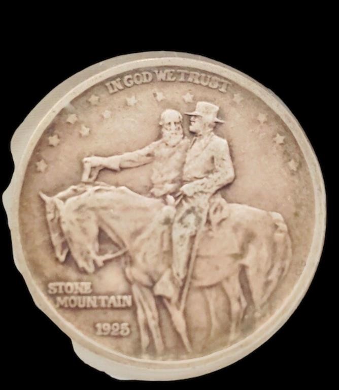1925 Silver Stone Mountain Half Dollar Civil War