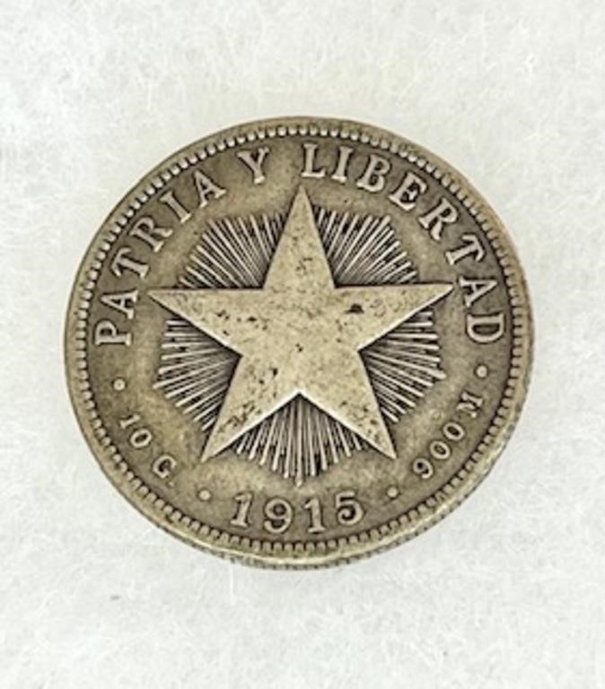 1915 Silver Republic of Cuba coin