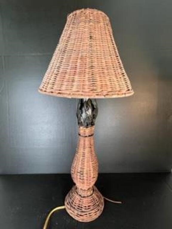 Natural Wicker Lamp & shade 26 in tall