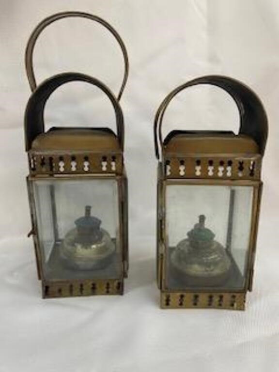 Pr Brass oil lantern lot
