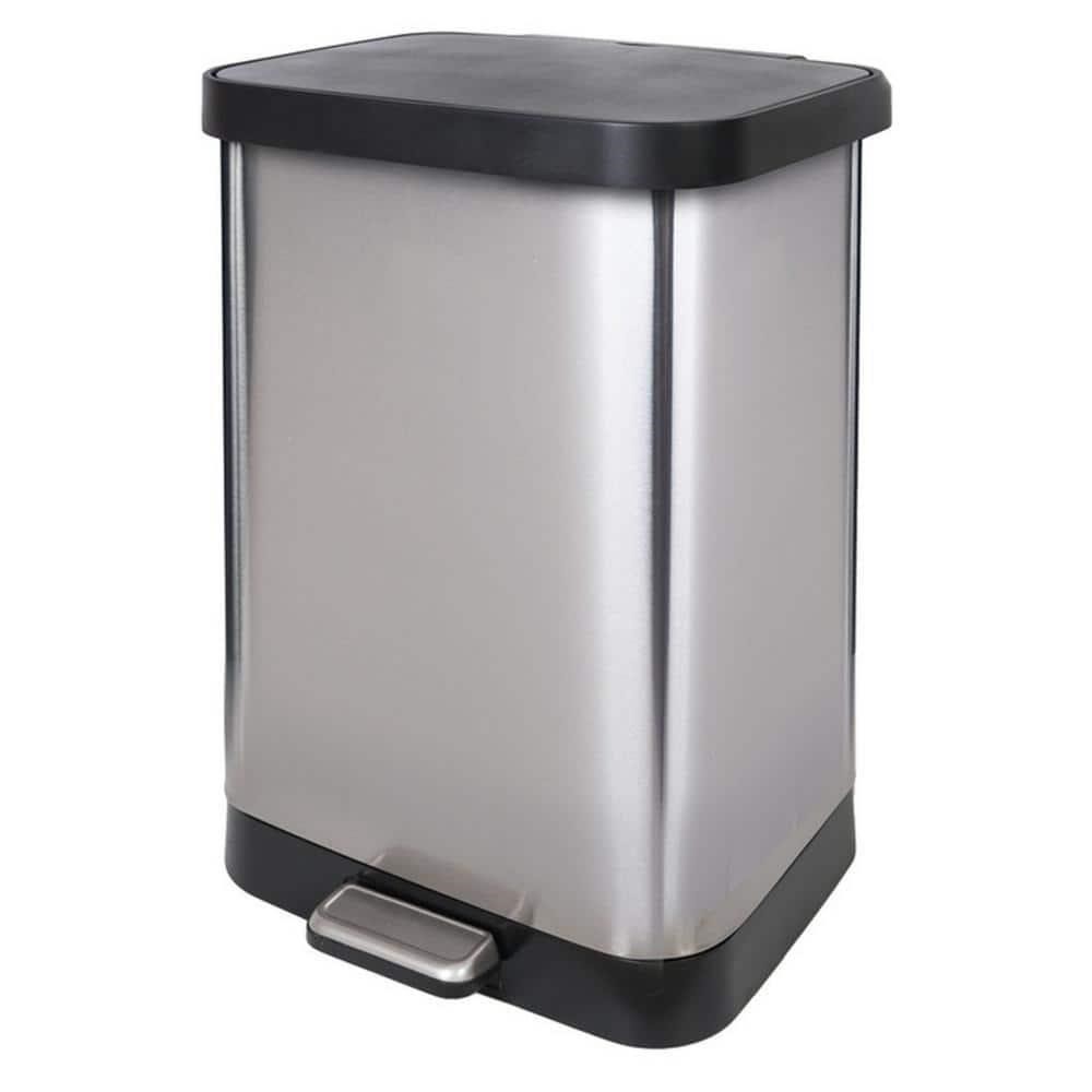 13 Gal. Stainless Steel Step Can with Antimicrobia