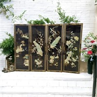 Vuntage Chinoiserie Shell Art Lacquered Wood