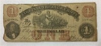 Original Civil War Confederate 1 Dollar Bill