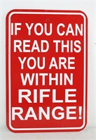 Within Rifle Range Warning Sign 18"x12"