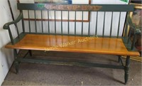 Green Hitchcock Style Bench Seat. 60" Wide