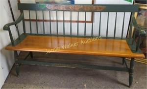 Green Hitchcock Style Bench Seat. 60" Wide