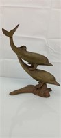Brass dolphins sculpture 22"x 14"