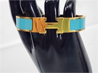 Hermes Clic Clac "H" Bangle Bracelet in Blue