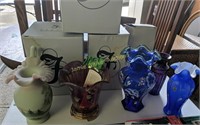 5 Fenton Art Glass Vases. 4 Have Boxes