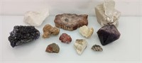 Crystal lot includes amethyst, calcite, desert