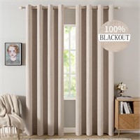 MIULEE Blackout Linen Curtains 52x96 Beige