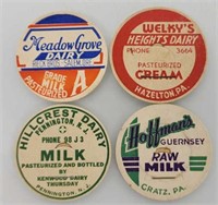 Set of four vintage milk caps
