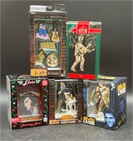 5 ELVIS CHRISTMAS ORNAMENTS IN BOX