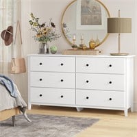 Hasuit 6 Drawer Dresser  55.3' Wood  White