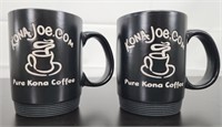 2- Kona Joe Coffee mugs w/ rubber bottoms