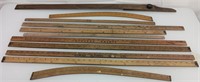 11 Vintage rulers/yard sticks and drafting square