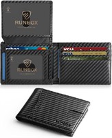 RUNBOX Men's Wallet  RFID  15 Card Holder  Black