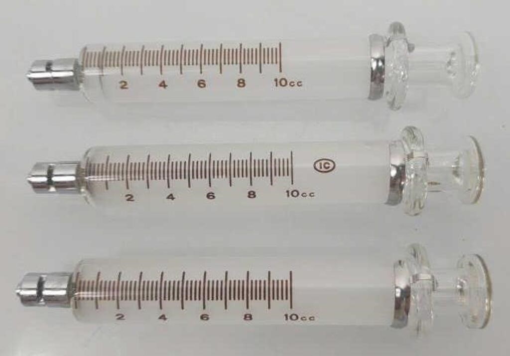 New vintage 10 CC glass syringes.