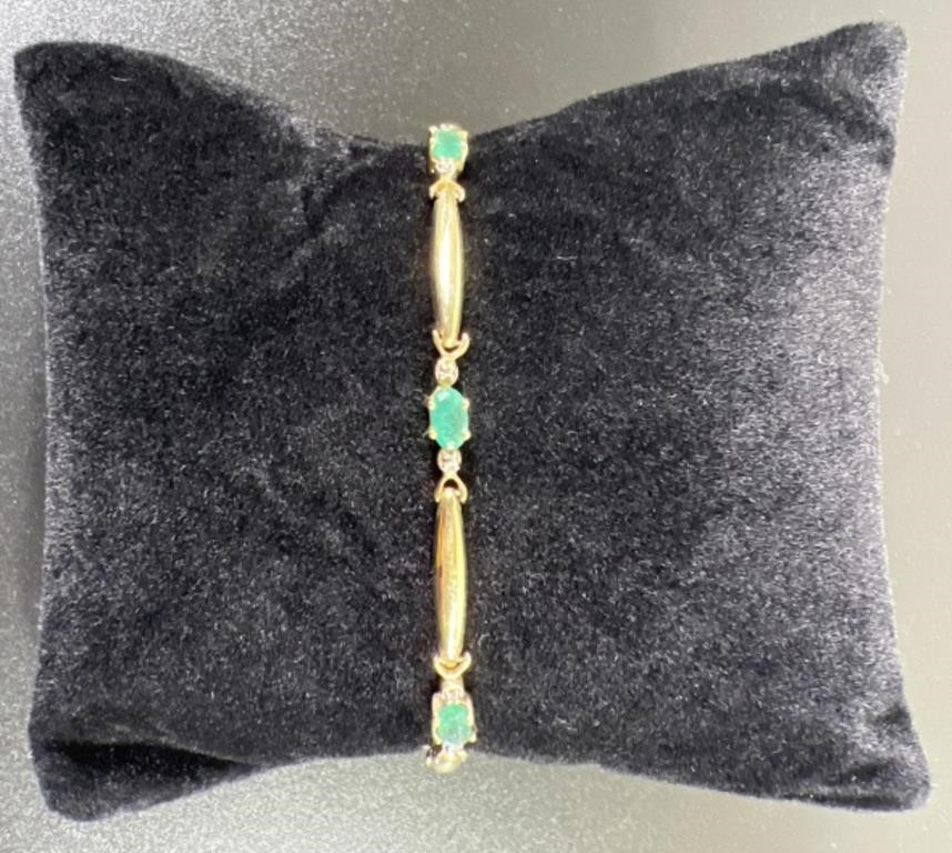 10k Emerald & Diamond Bracelet